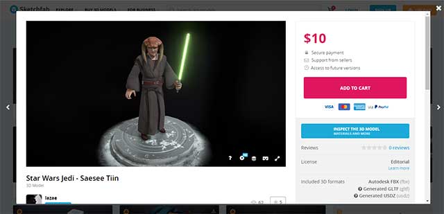 Users can sell 3D models , VR, AR in Sketchfab store
