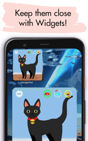 View virtual pet via widget on phone screen