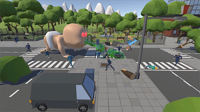 Explore the exciting and trap-filled city with your baby in the game Fat Baby
