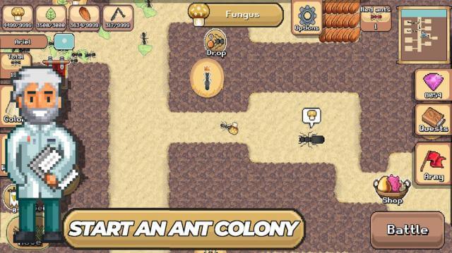 Control the ants to search for building resources. nest in the game Pocket Ants