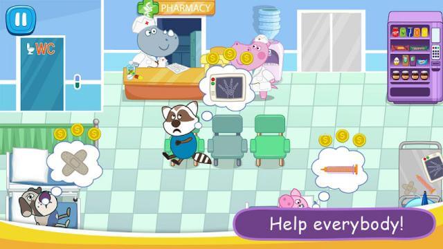 Become a doctor and heal your brothers. animals in the game Hippo doctor: Kids hospital