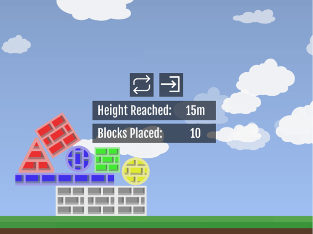 Flumble required you stack blocks and build the tallest tower