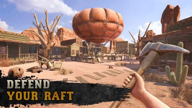 Defend your raft in the dangerous desert in the game Raft Survival: Desert Nomad