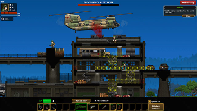 Recon Control is a mix of turn based strategy with 2D platformer action