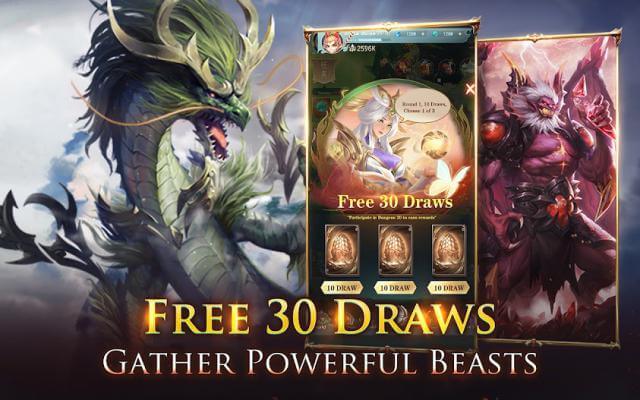 30 free draws for you to earn. get super powerful beasts