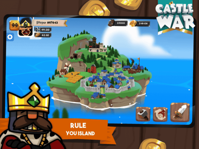 Dominate your island and attack enemy castles in the game Castle War