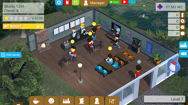 Manage your own cafe in the Coffee Shop Tycoon simulator