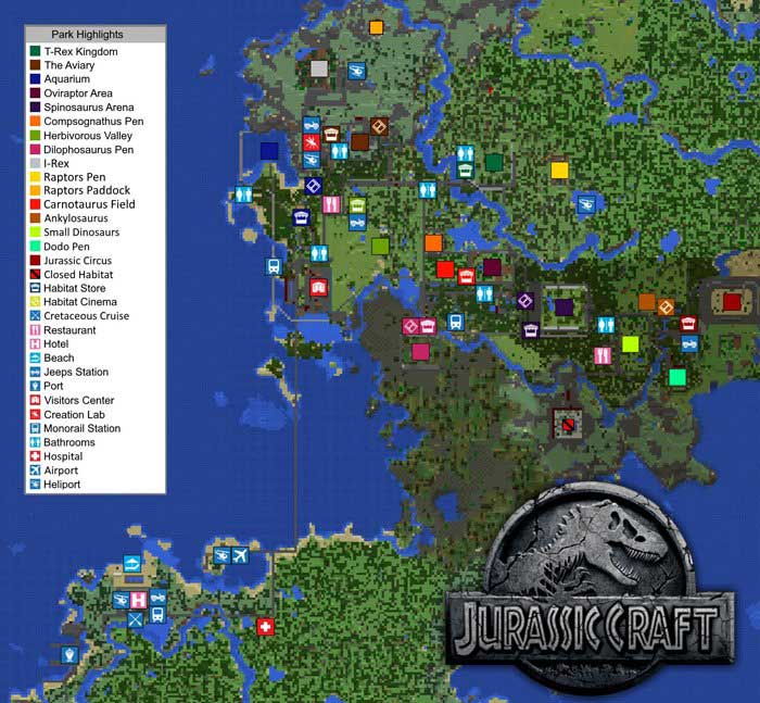 Jurassic Craft World là một bản đồ vô cùng rộng lớn để người chơi khám phá