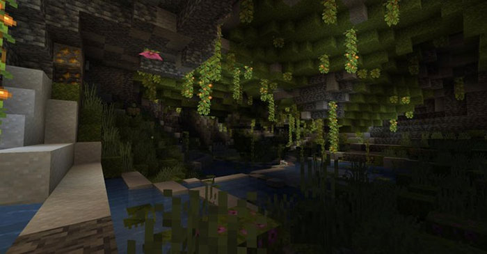Lush Caves là hang động đẹp nhất trong số các quần xã hang động của Minecraft 1.18