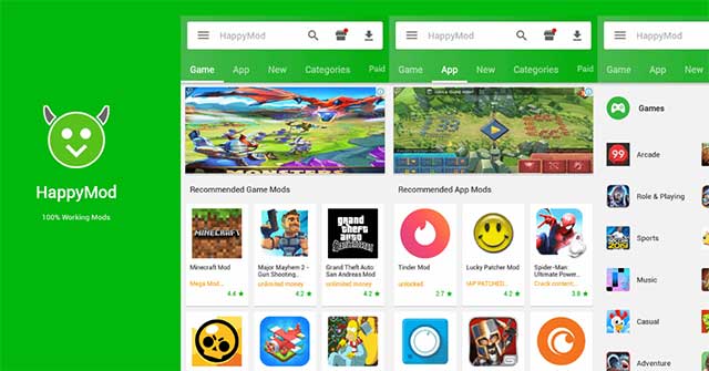 Happy Mod is used to download, share, request mod apk files for Android games
