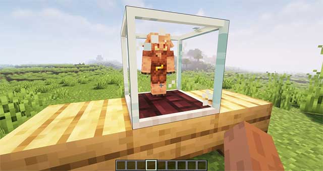 With Easy Piglins Mod you will be able to capture Piglin and trap them inside the glass box 