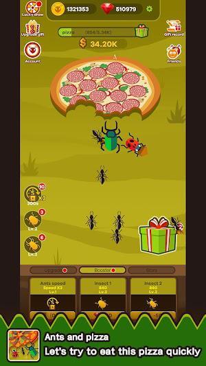 Try to get the pizza back to the nest as quickly as possible in game Ants And Pizza