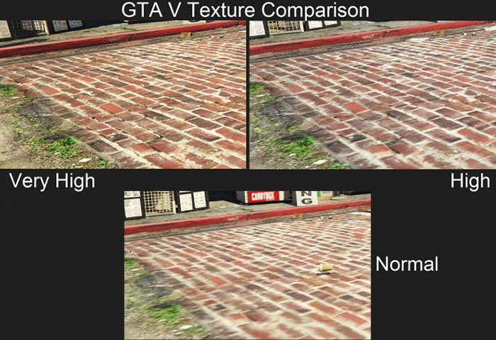 So sánh cài đặt texture trong GTA 5