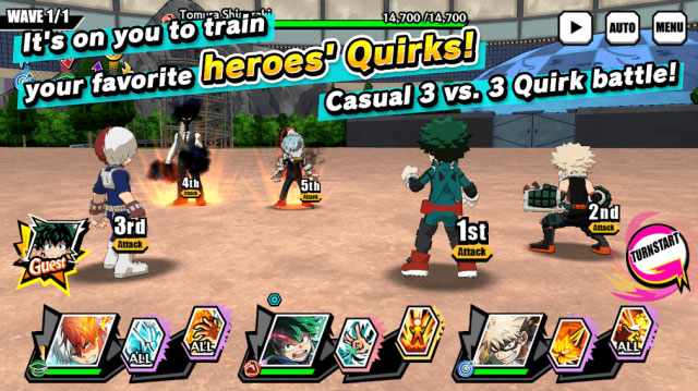 Enter 3v3 battles with Quirks of your favorite heroes 