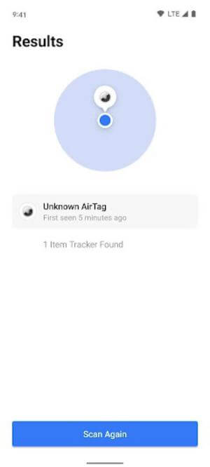 Detect AirTag far away from owner and near you continuously for 10 minutes or more