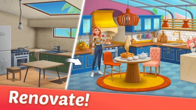 Renovate the houses to the style you like in the game DesignVille