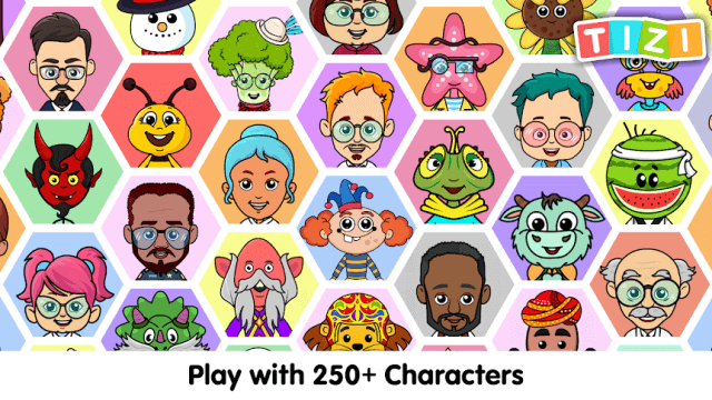 Play with over 250 animal characters. fun in Tizi World