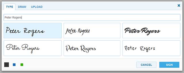 DigiSigner has many font styles to choose from
