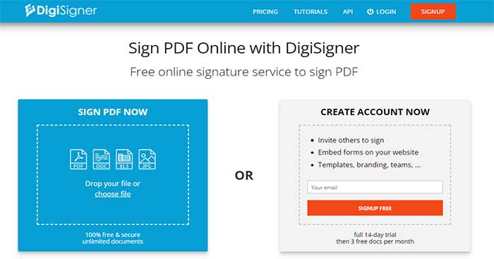 DigiSigner is a free online signature creation website. fee on PDF files