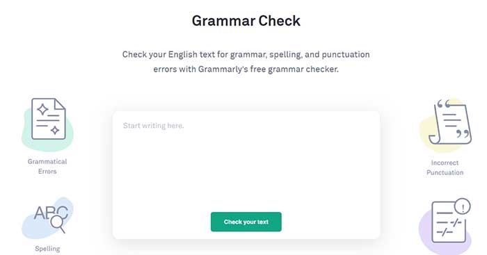 Grammar Check is a spelling and grammar checker Grammarly's free solution