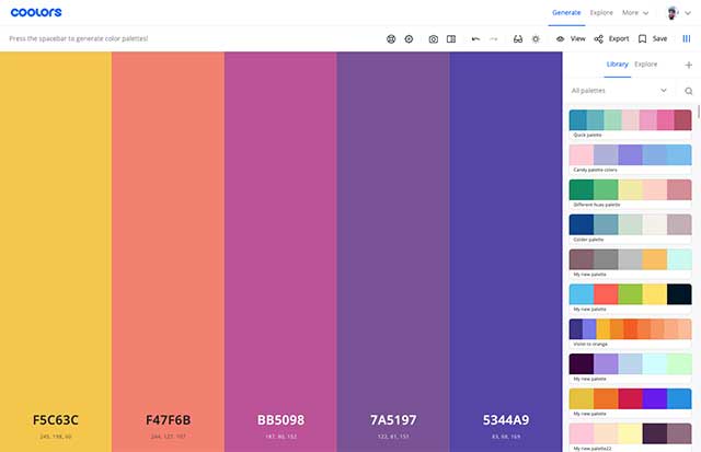 Coolors is one of the most liked color scheme websites