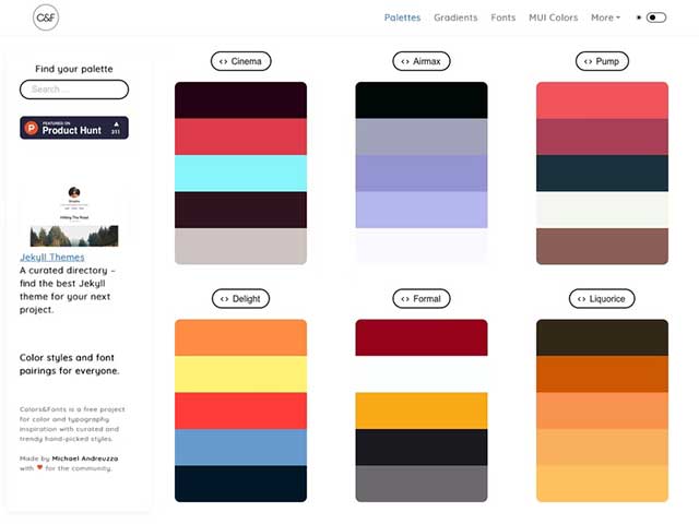 Discover thousands of palettes in Coolors for inspiration for your work