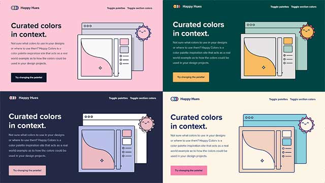 Happy Hues helps you visualize how to use color. in design projects