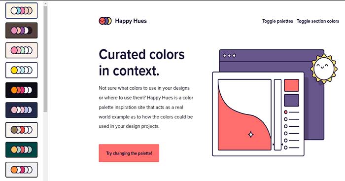 Happy Hues is a website that supports color schemes like Coolors