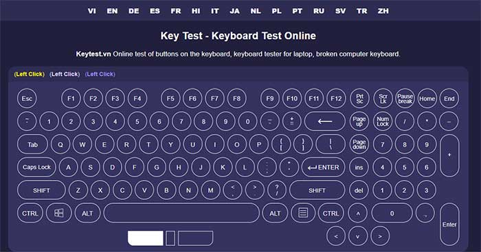 Key Test is simple and fast online keyboard tester