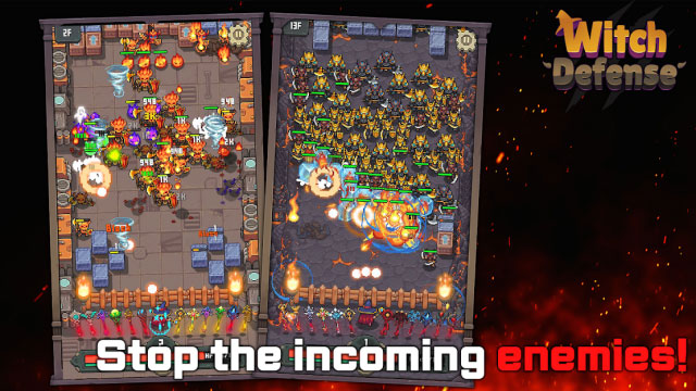 Prevent the advance of enemies in the game Witch Defense