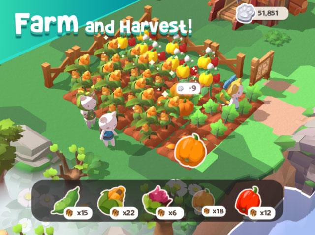 Growing and harvesting to build a cat island in The Secret of Cat Island game 