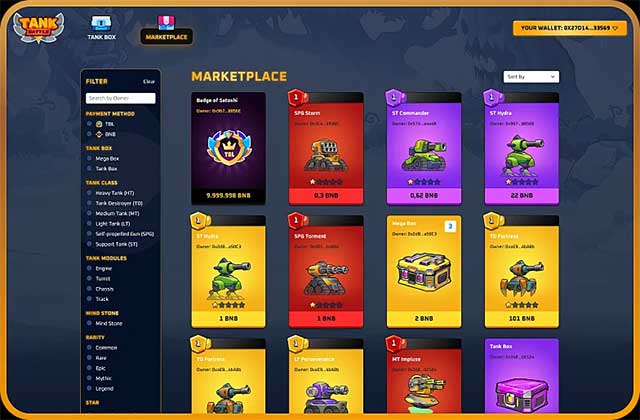 Tank Battle NFT Marketplace is where you will be able to buy and sell tanks using $TBL
