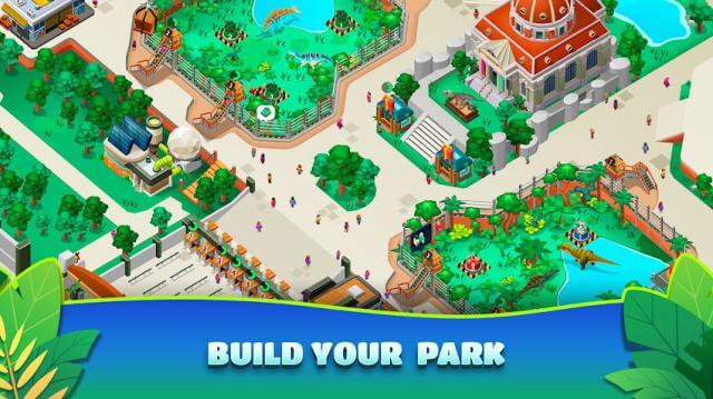 Build your own dinosaur park in the game Idle Dinosaur Park Tycoon