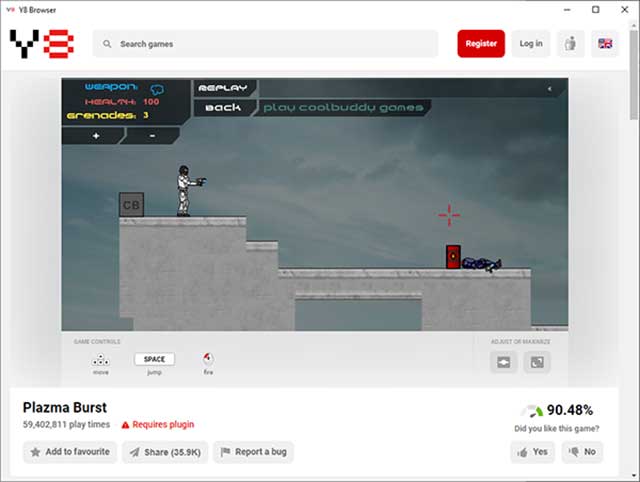 With Y8 Browser you will be able to play classic Flash games 