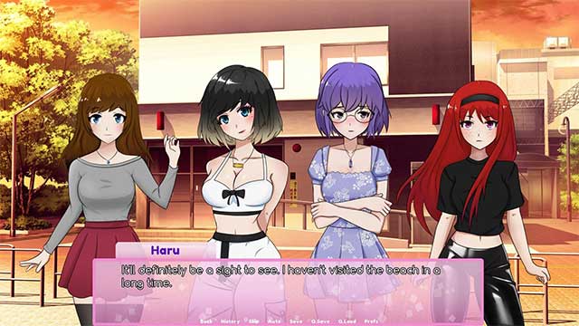 The game has 4 cores female characters to interact with, each with their own personality