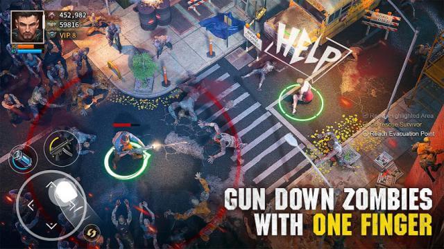 Shoot and kill zombie One finger in Survival at Gunpoint