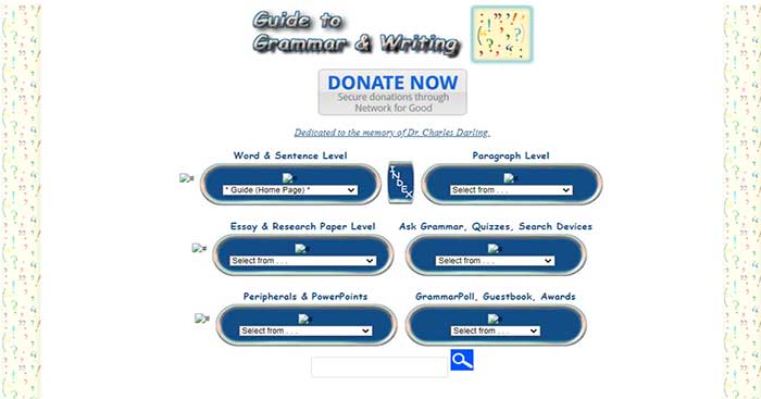  Guide to Grammar and Writing is a detailed English grammar learning website