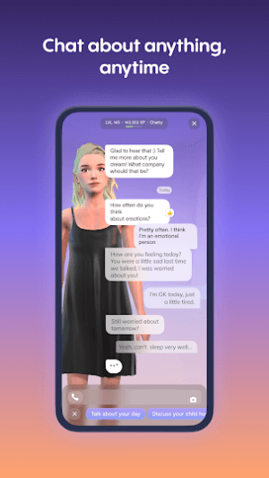 Talk to Replika anytime, about anything