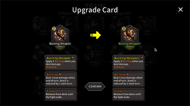 Continuously upgrade your cards for a powerful deck