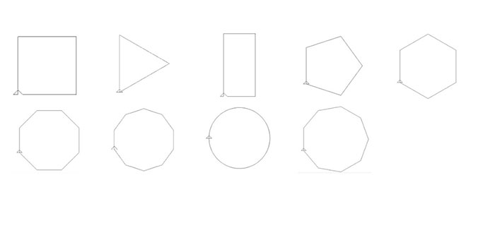Một số hình dạng 2D cơ bản được tạo bằng lệnh trong MSWLogo