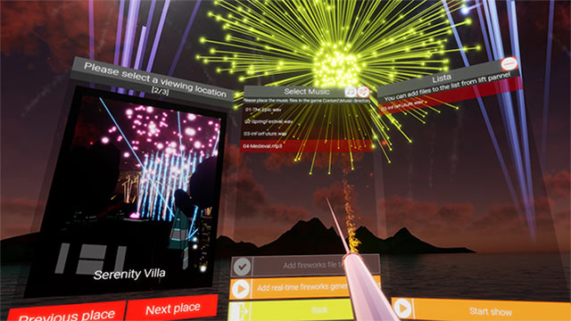 Freely choose music, fireworks viewing locations and more in Fireworks Show VR game