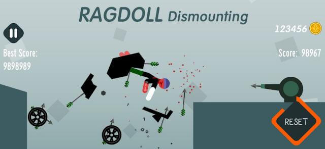 Perform the most smashing and smashing scenes. for a high score in the game Ragdoll Dismounting