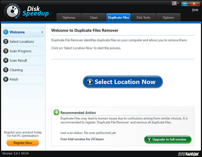 Remove duplicate files with Disk Speedup