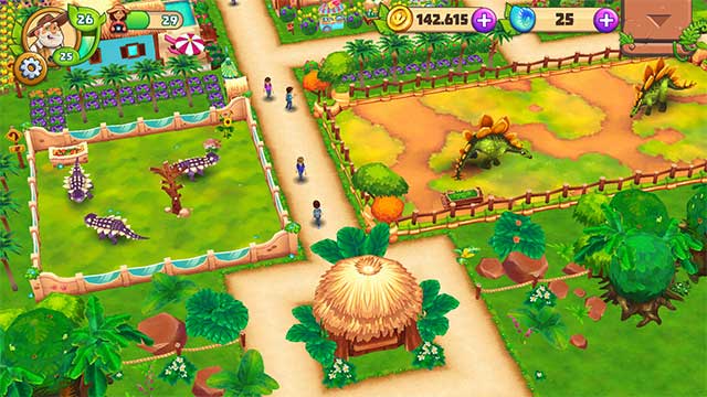 Design and decorate the park the way you like in the game Dinosaur Park
