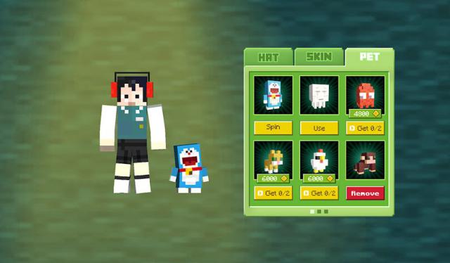 Customize your character with hats, skins and pets