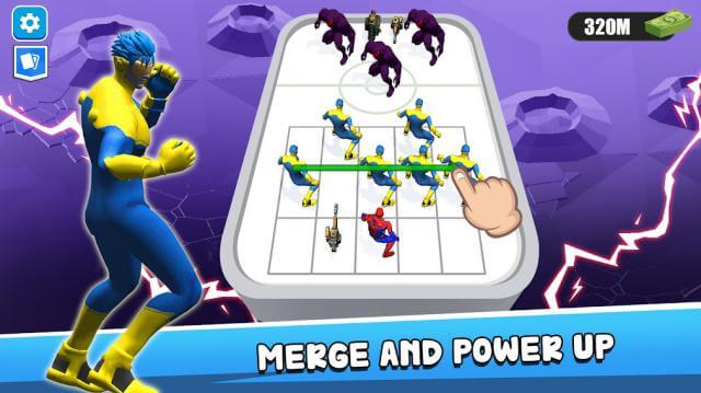 Merge and strengthen superheroes to fight head of enemies in Merge Master: Superhero Fight