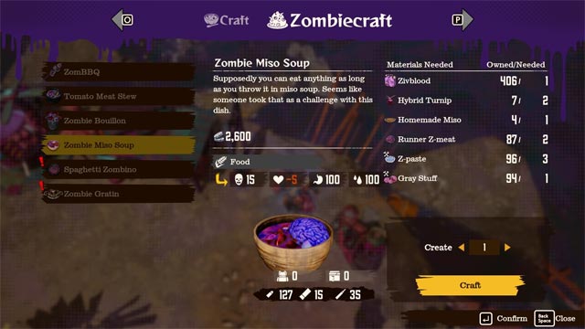 Make zombies, food, weapons... with what you find on the Deadcraft battlefield