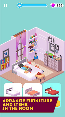 Selection of furniture and decorations in the Decor Life game