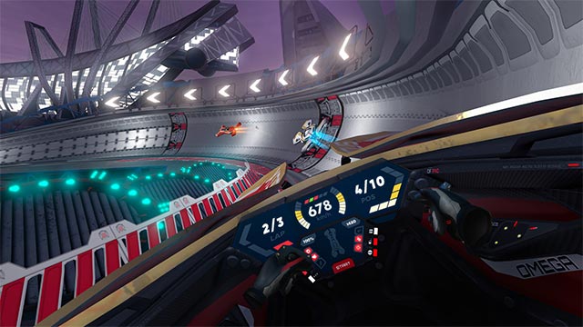 Race in virtual reality with mechanics realistic physics