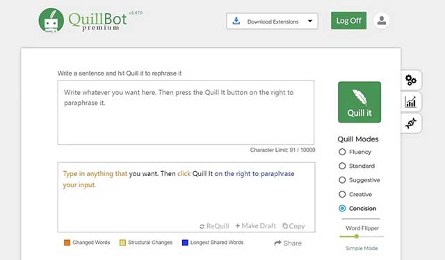 QuillBot ensures you'll be able to use the right words in your writing